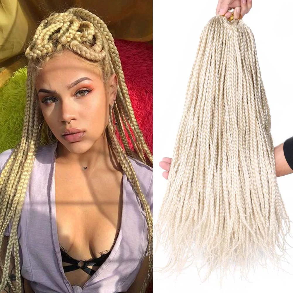 

Belle Show Crochet Hair Box Braids Brown Blonde 18 Inch Synthetic Braiding Hair Extension 14 Inch Crochet Zip Braids For Women