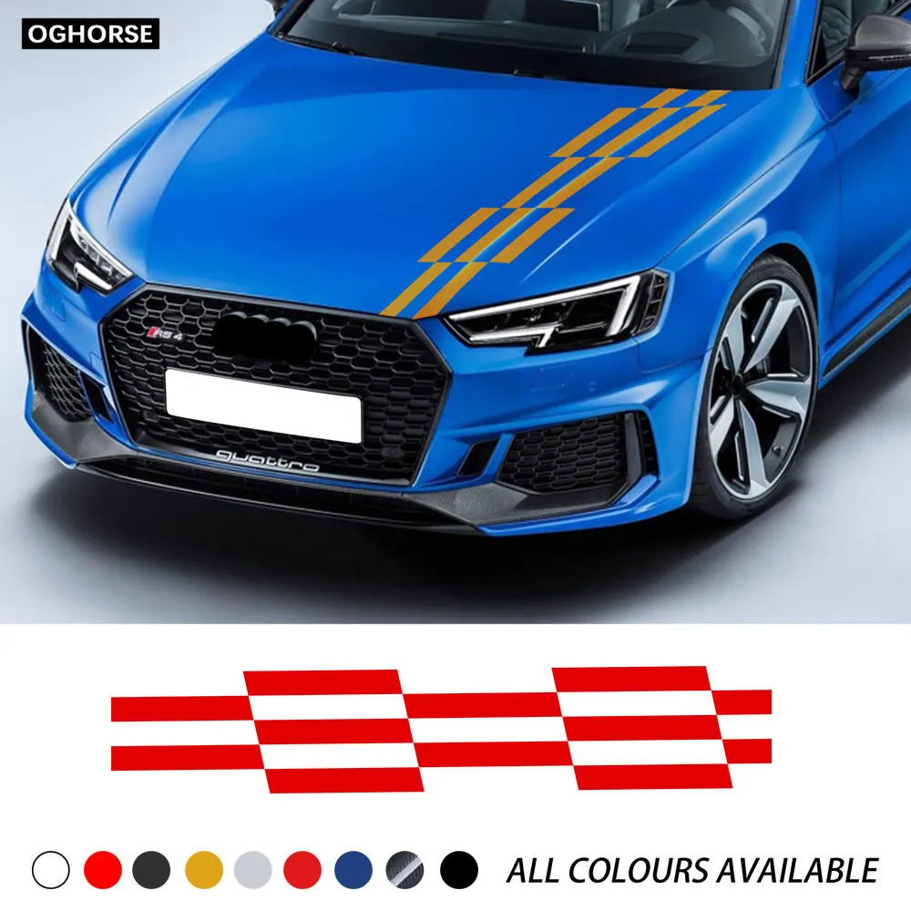 Наклейка на капот в полоску для Audi A4 B5 B6 B7 B8 B9 A3 8P 8V 8L A6 C6 C5 C7 A5 A1 8X A7 A8 Q5 Q7 Q3 Q1 TT