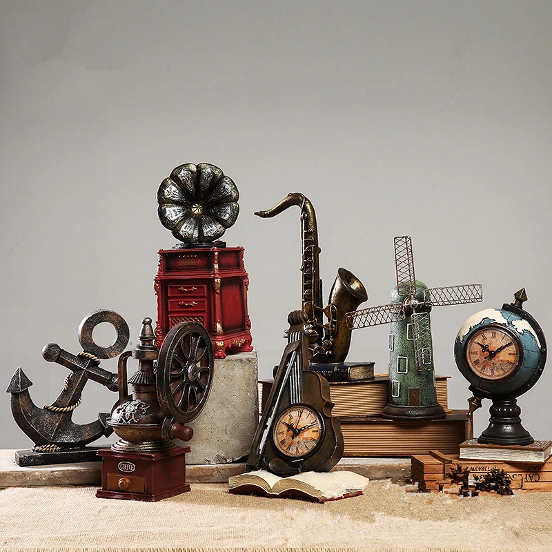 Multiple Styles Resin Anchor Rudder Gearwheel Sailboat Figurines Creative Europe Mediterranean Home Decor Miniatures Gift | Дом и сад