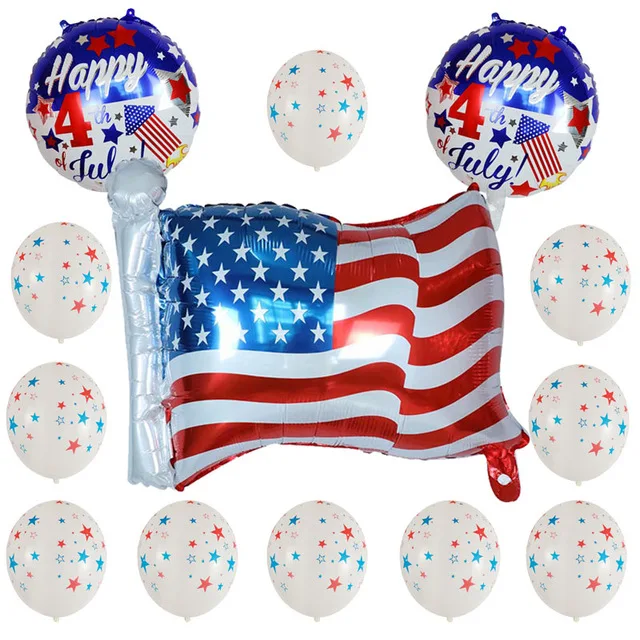13 шт. День Независимости декоративные шары из звезды и полосы Фольга воздушные