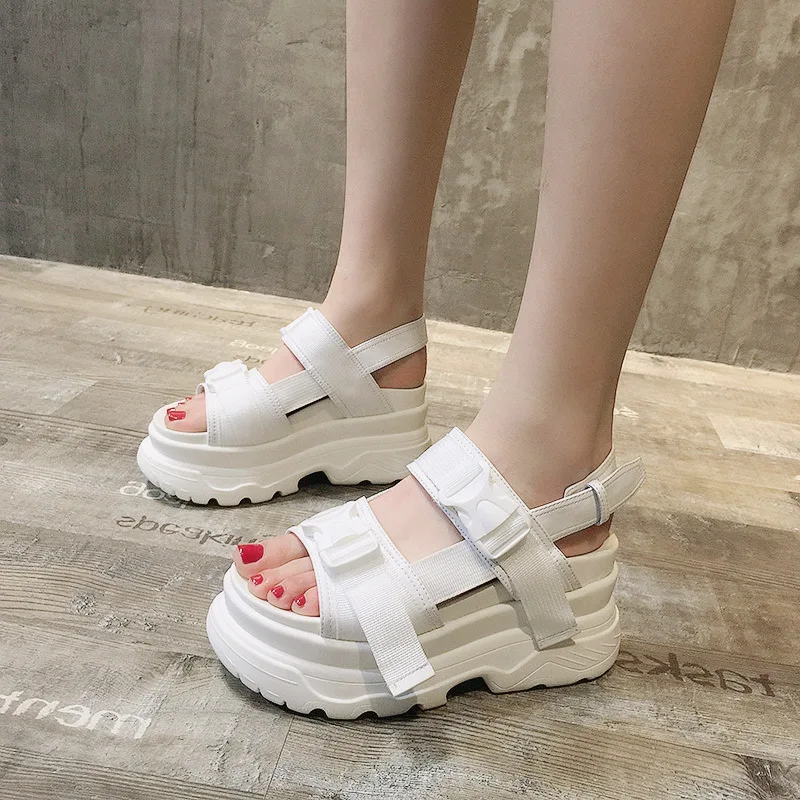 

Summer sandals women 2020 thick bottom fashion buckle design heightened women shoes breathable open toe casual beach shoes