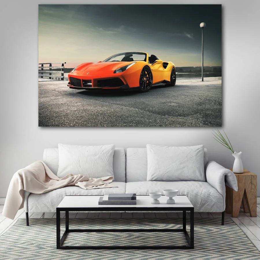 Posters and Prints Ferraris 458 Spider Sport Car Vehicle Canvas Cloth Wall Art DIY Framed Painting for Living Room Decor | Дом и сад