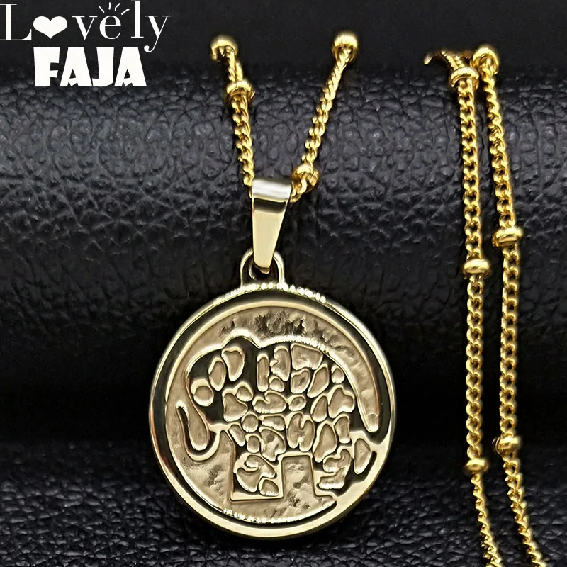 2021 модное ожерелье со слоном из нержавеющей стали для женщин золотого цвета цепь