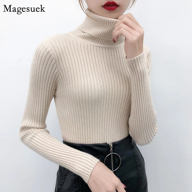 

Winter Sweater Women Casual Long Sleeve Turtleneck Pullovers Womens Sweaters Solid Slim Knitted Woman Sweaters Pull Femme 6033