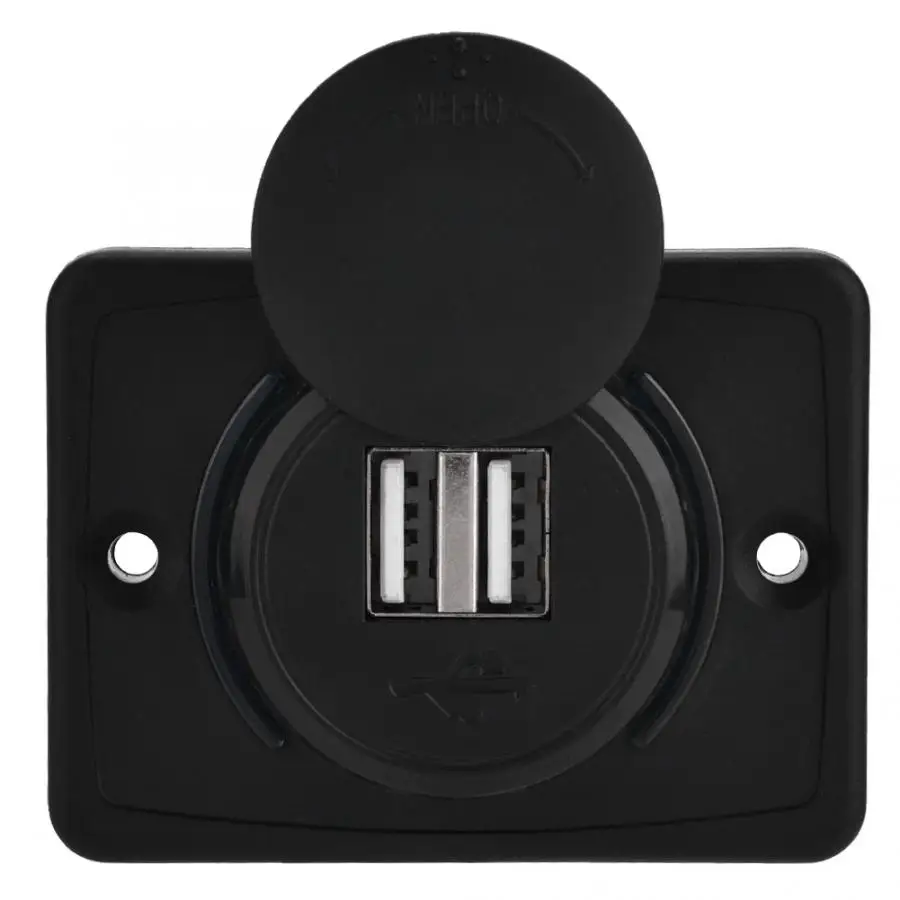 Usb зарядное устройство 3.1A автомобильный двойной черный ABS USB порт зарядное устройство розетка 12 В светодиодный водонепроницаемый разъем для автомобиля