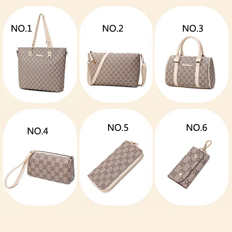 Autumn New Fashion Women's Bag 6 Piece Set Plaid Bag Lady Slung Hand Bag Shoulder Messenger Composite Bag