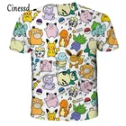 Футболка из серии Покемон с 3D принтом, одежда для мальчиков и девочек, Повседневная летняя футболка с изображением дикого лица с коротким рукавом для косплея, милая детская футболка с покемоном