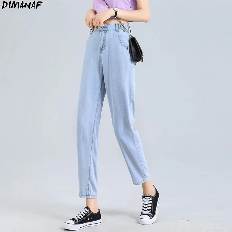 

Женские джинсы с широкими штанинами DIMANAF, синие шаровары из денима с высокой талией и поясом, модные штаны большого размера 5 шт.