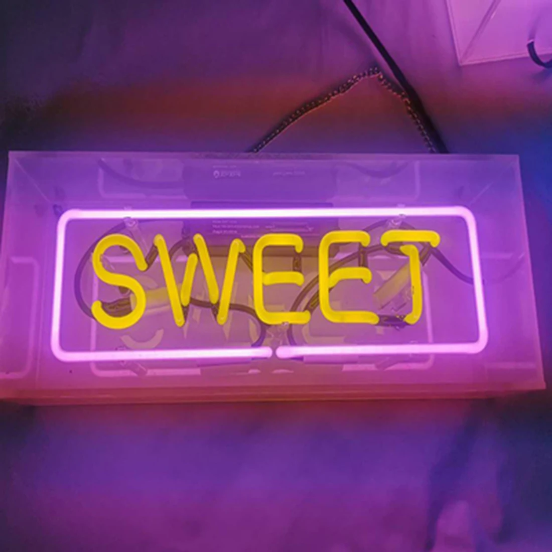 

Handmade Letters Neon Lights Hanging Acrylic Board Neon Sign Light for Home Decor - SWEET