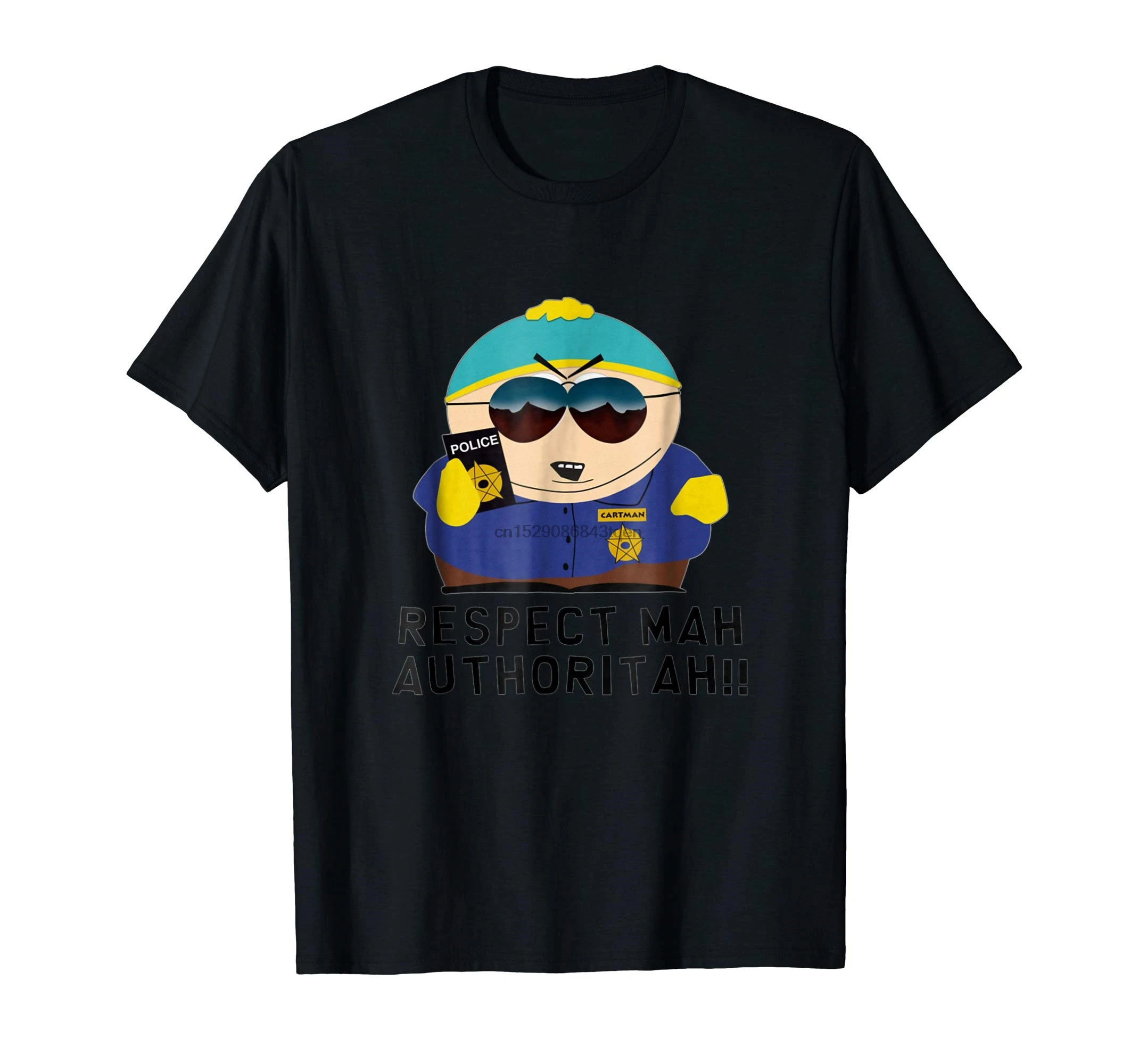Cartman RESPECT MAH AUTHORITAH Рубашка Мужская Футболка черный| |