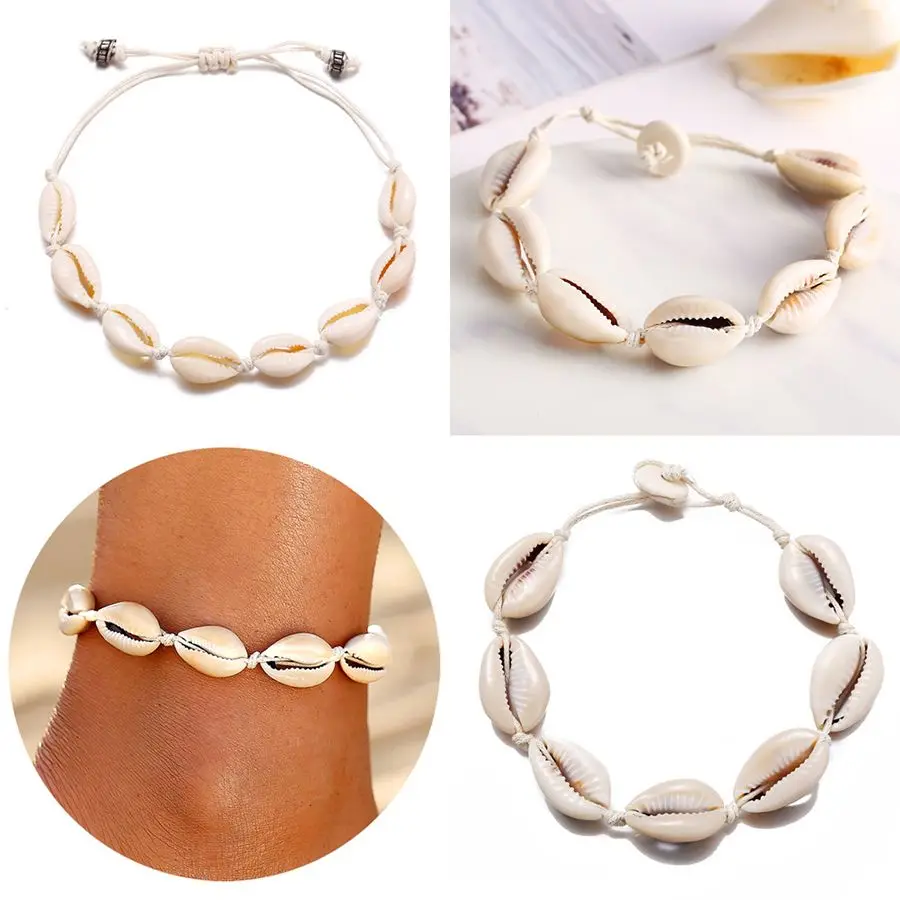 Boho натуральный корпус браслет для ног белая веревка ножные браслеты с цепочкой