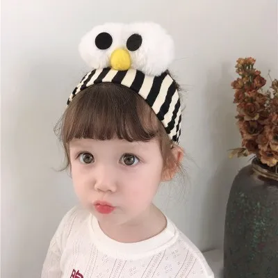 

Детский милый меховой шарик из чистого хлопка, полосатая повязка на голову в форме большого глаза для защиты детского малыша, эластичный головной убор