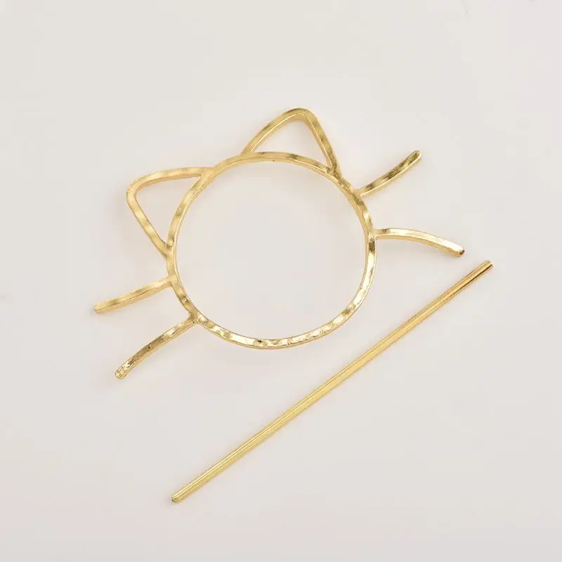 Женская Геометрическая заколка для волос в виде милого кота милая металлическая