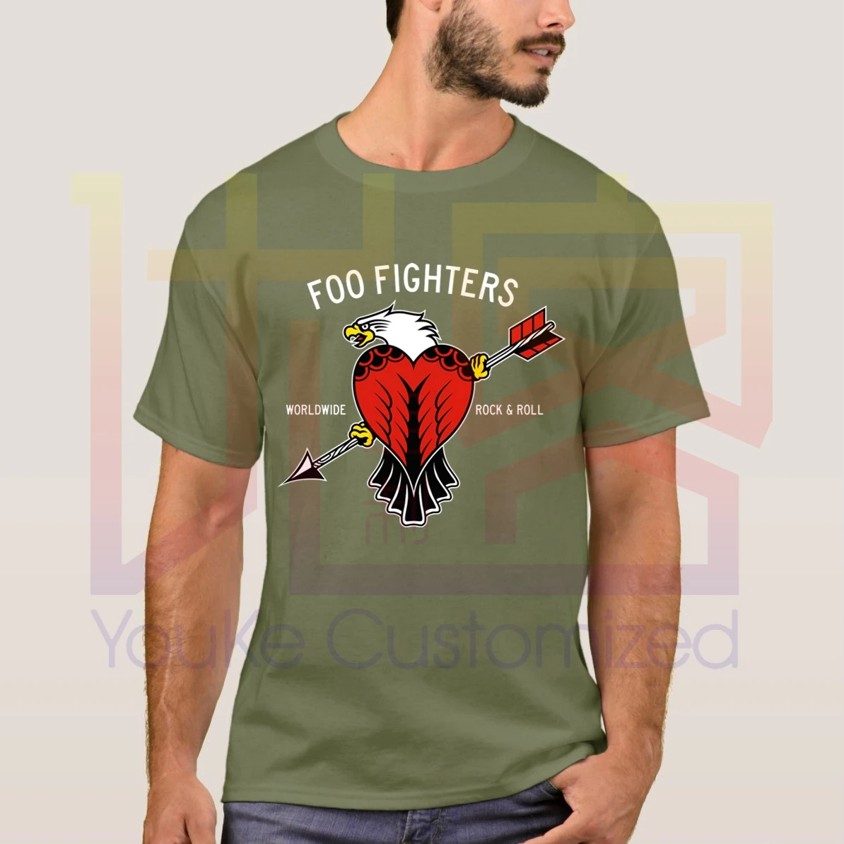 Новые 2020 Летняя обувь Орел Foo Fighters Логотип 100% хлопковая Футболка с круглым
