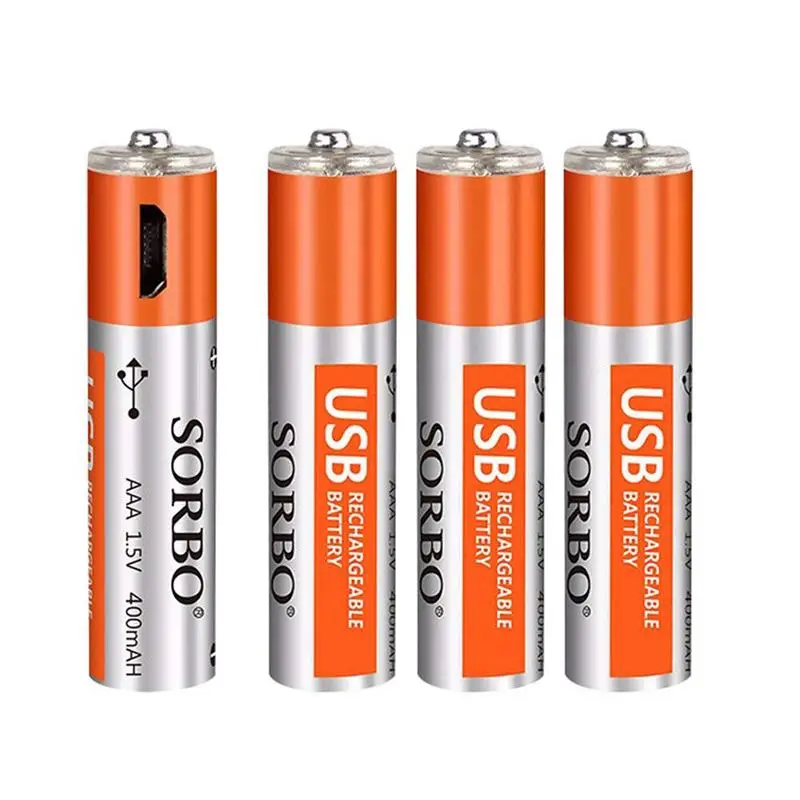 USB Перезаряжаемые литиевых батарей AAA микро зарядка через Порты и разъёмы 1 5 V/ 400mAh