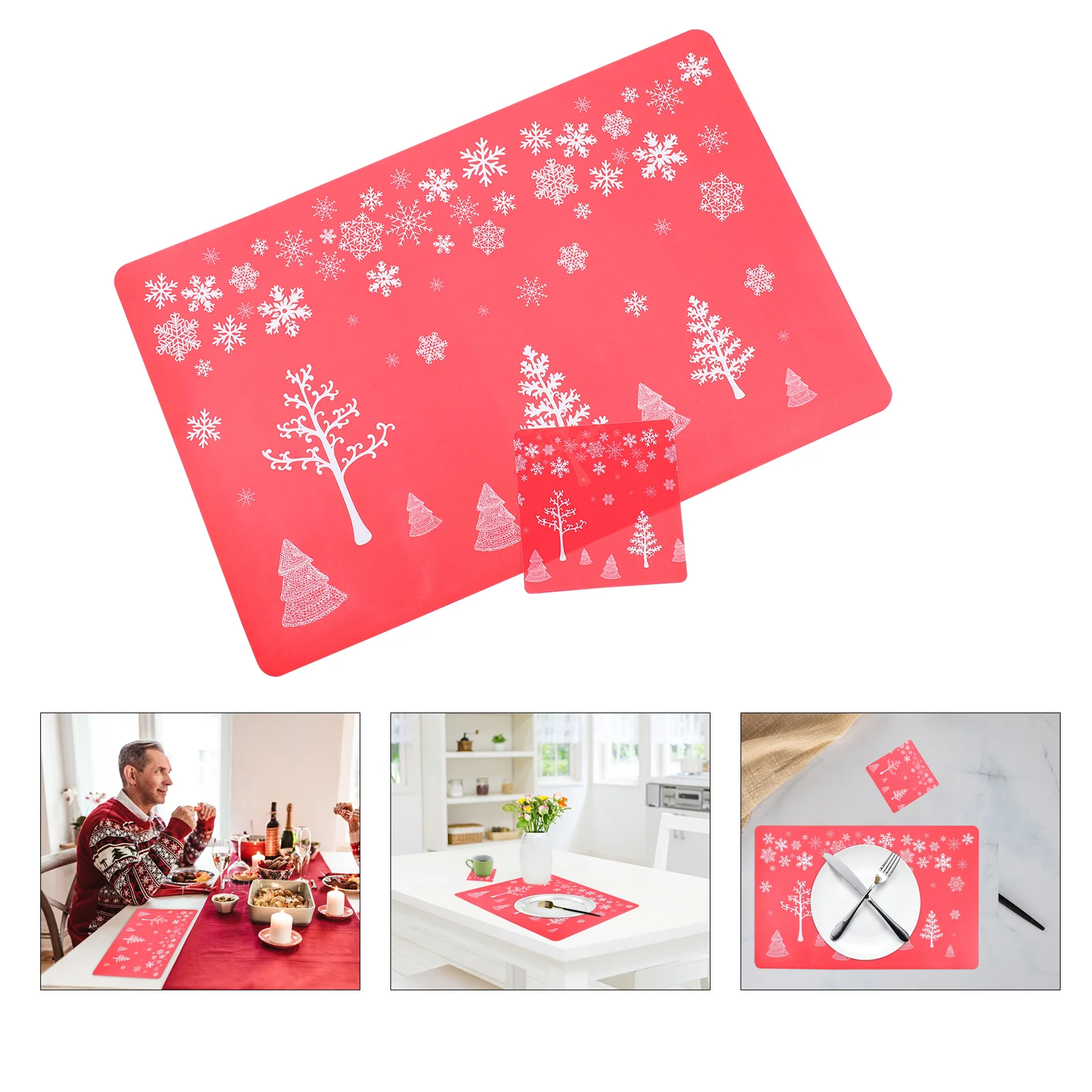 

12 шт. Изоляционные Коврики для посуды, коврики для чашек, коврики для посуды, рождественские подставки для дома (красный)