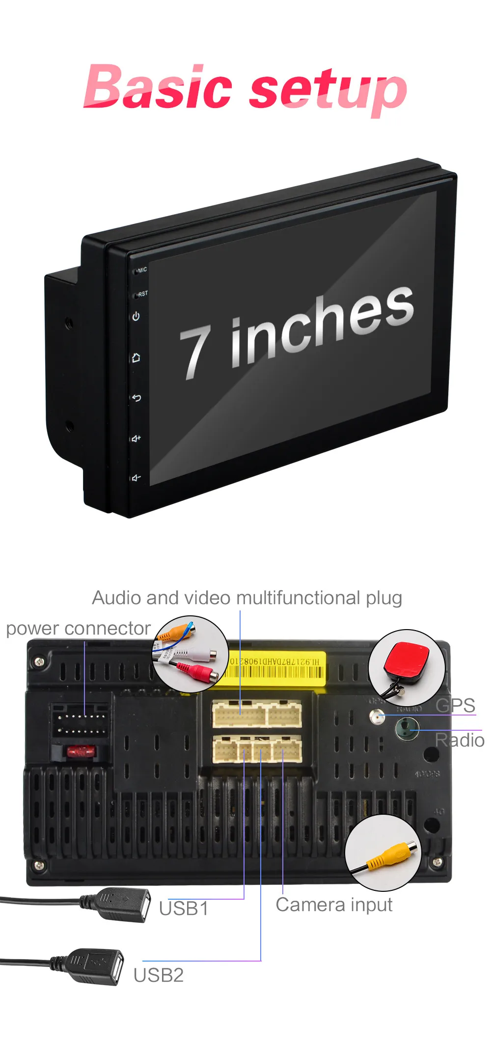 2 Din Android 8,1 Автомагнитола стерео без DVD " 1024*600 Универсальный Автомобильный плеер gps навигация Wifi Bluetooth USB Радио аудио плеер