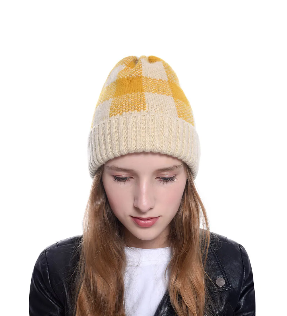 НОВАЯ шапка в клетку для взрослых двухцветная шерстяная теплая головной убор