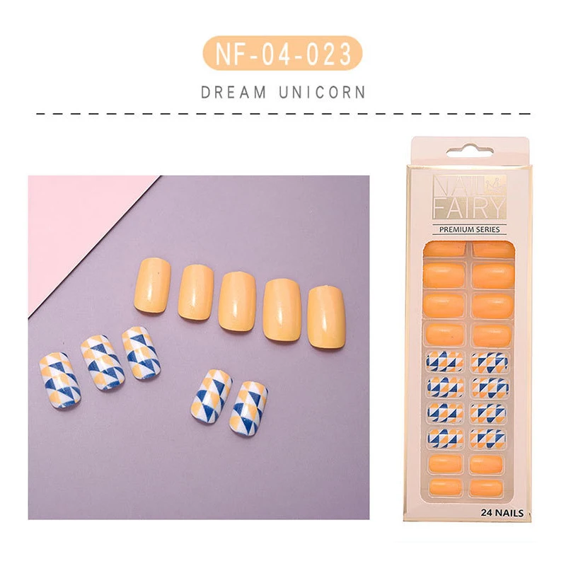 

24 Pcs UV French Lattice Gel Fake Nails Acrylic Nail Art Press On Nail Tips Tools For Manicure Plastic Nail Art False Nail XQR10