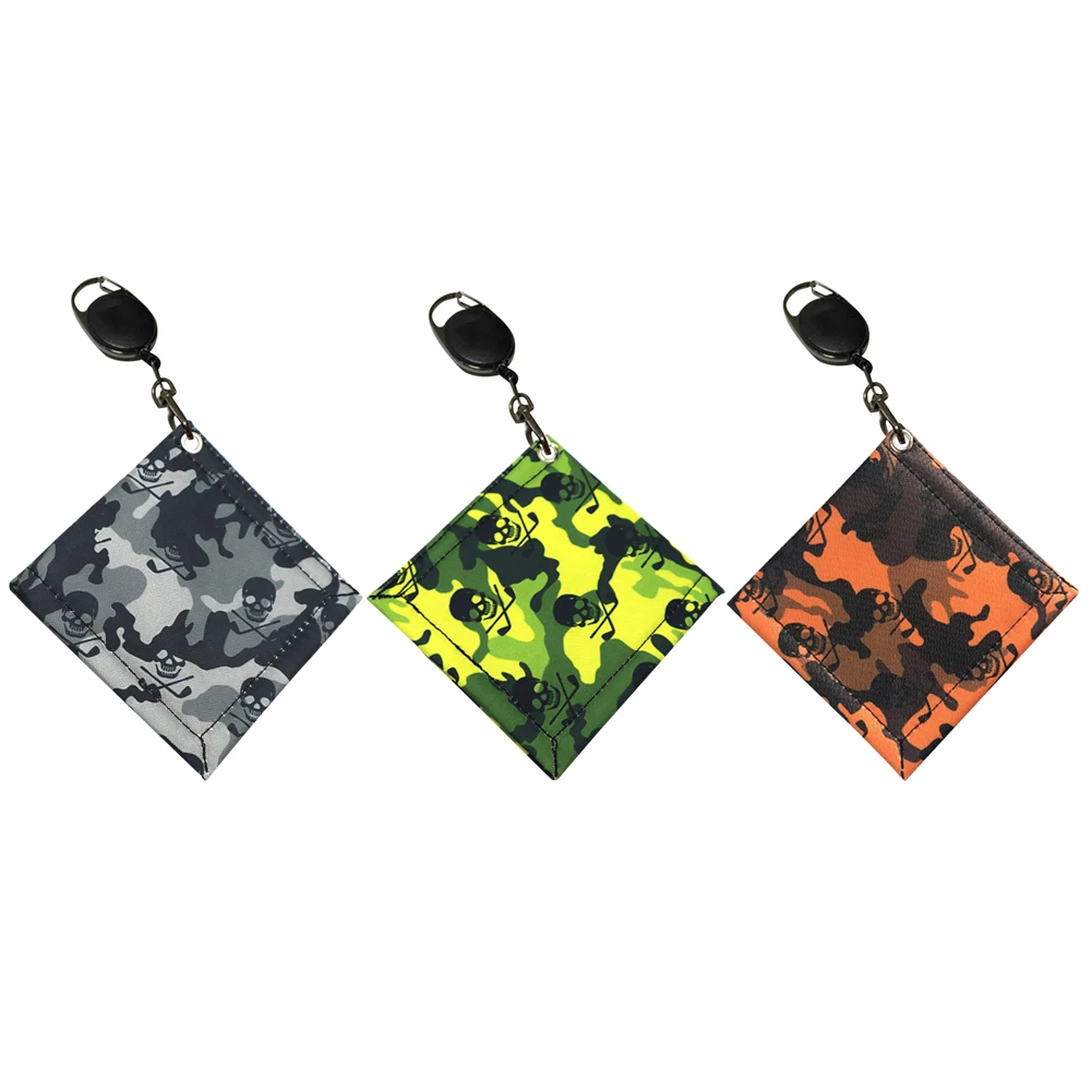 

Square Golf Ball Cleaning Towel Mini with Retractable Keychain Buckle PU Waterproof Material Surface Golf Ball Club Head Cleaner