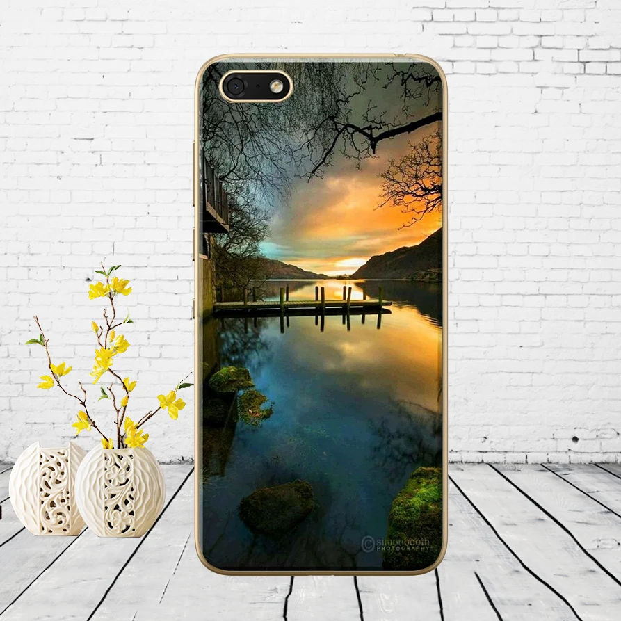 Мягкий силиконовый чехол с изображением гор бамбука моря оленя кота природы для