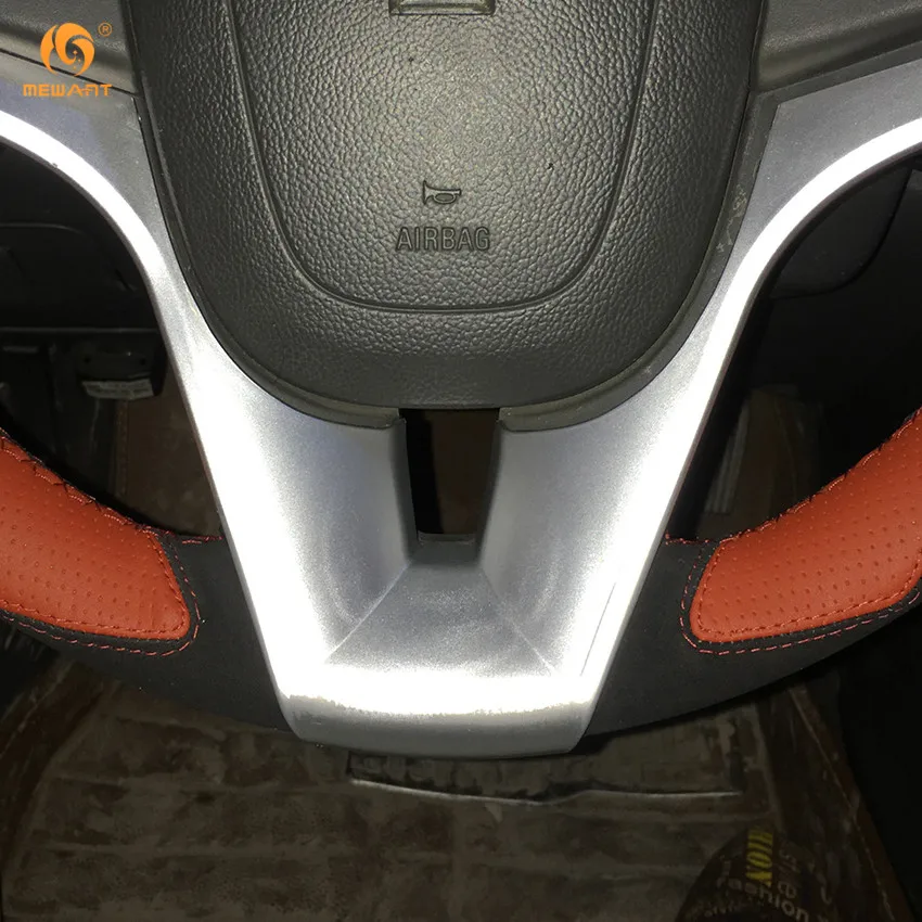 MEWANT Black Suede Orange Leather Car Steering Wheel Cover for Chevrolet Cruze 2009-2014 Aveo 2011-2014 Holden 2010 Parts | Автомобили и