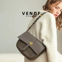 VENOF Women's Leather Shoulder Bags Fashion Retro All-match Classical Saddle Bag High-end Crossbody Flap Dating Bags For Ladies