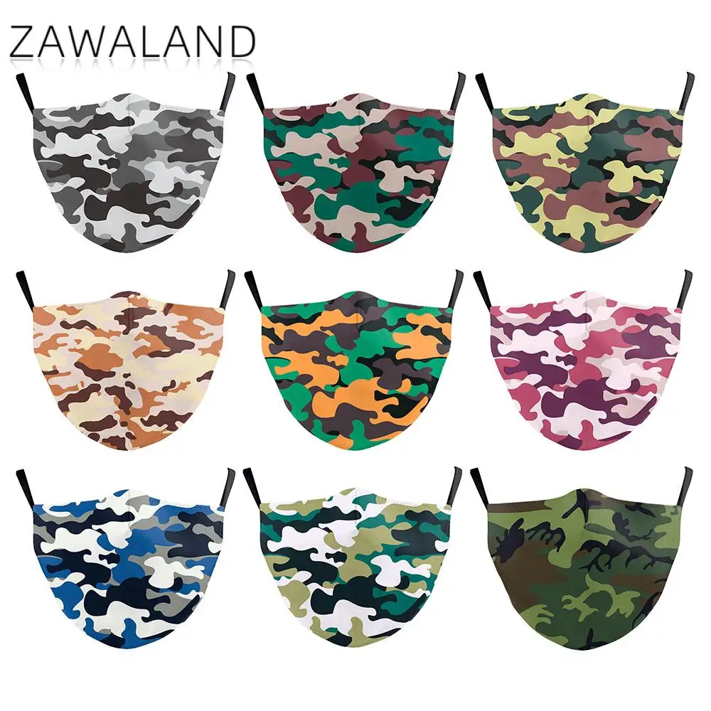 

Zawaland Adult Camouflage Face Mask Reusable Mouth Mask Protective PM2.5 Mouth-muffle Washable Anti-dust Mask with 2Filters