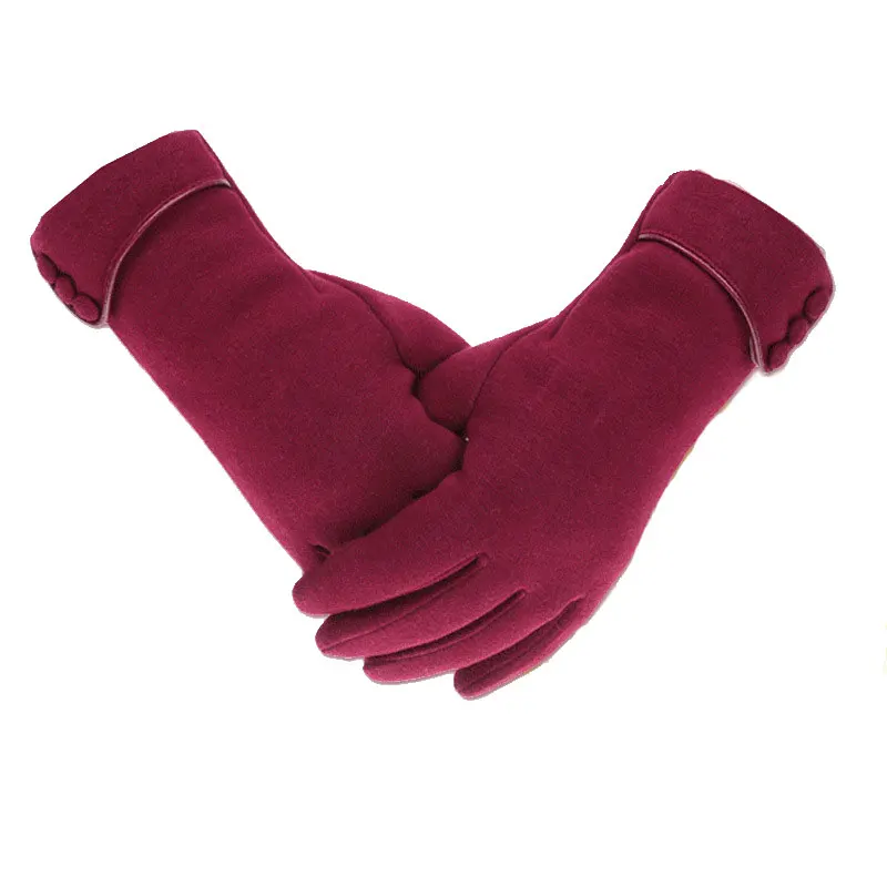 C02WineRed Модные теплые зимние перчатки женские перчатки для сенсорного экрана бархатные утепленные варежки перчатки для вождения G007 - Цвет: C02WineRed