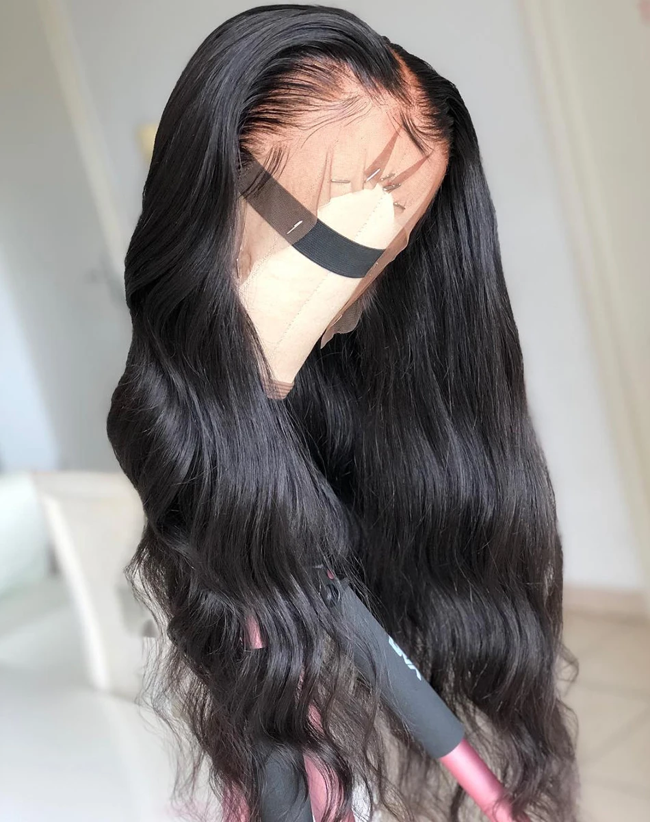 

26Inch Long Body Wave Middle Part Lace Front Wig Babyhair for Black Women Synthetic Heat Resistant Preplucked Free Ship Glueless