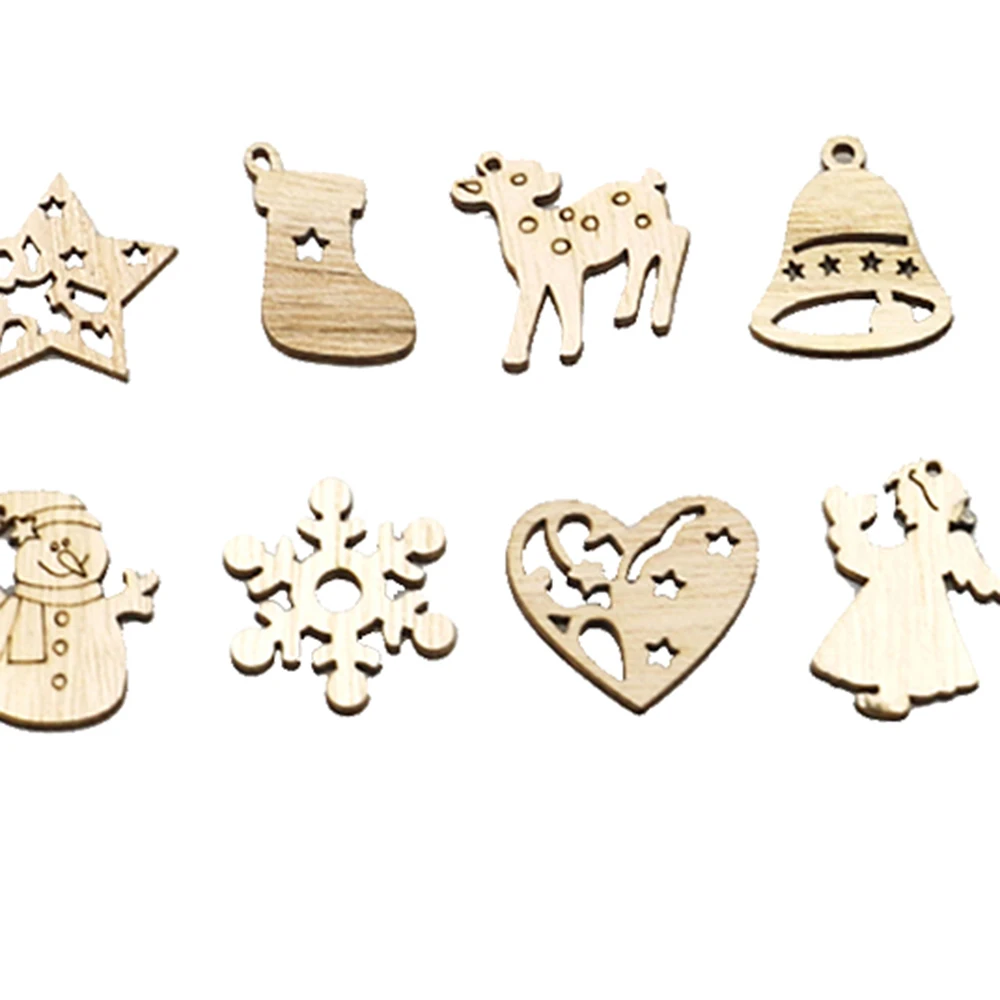 100 шт. деревянные рождественские украшения мини-украшения для елки Санта-Клаус