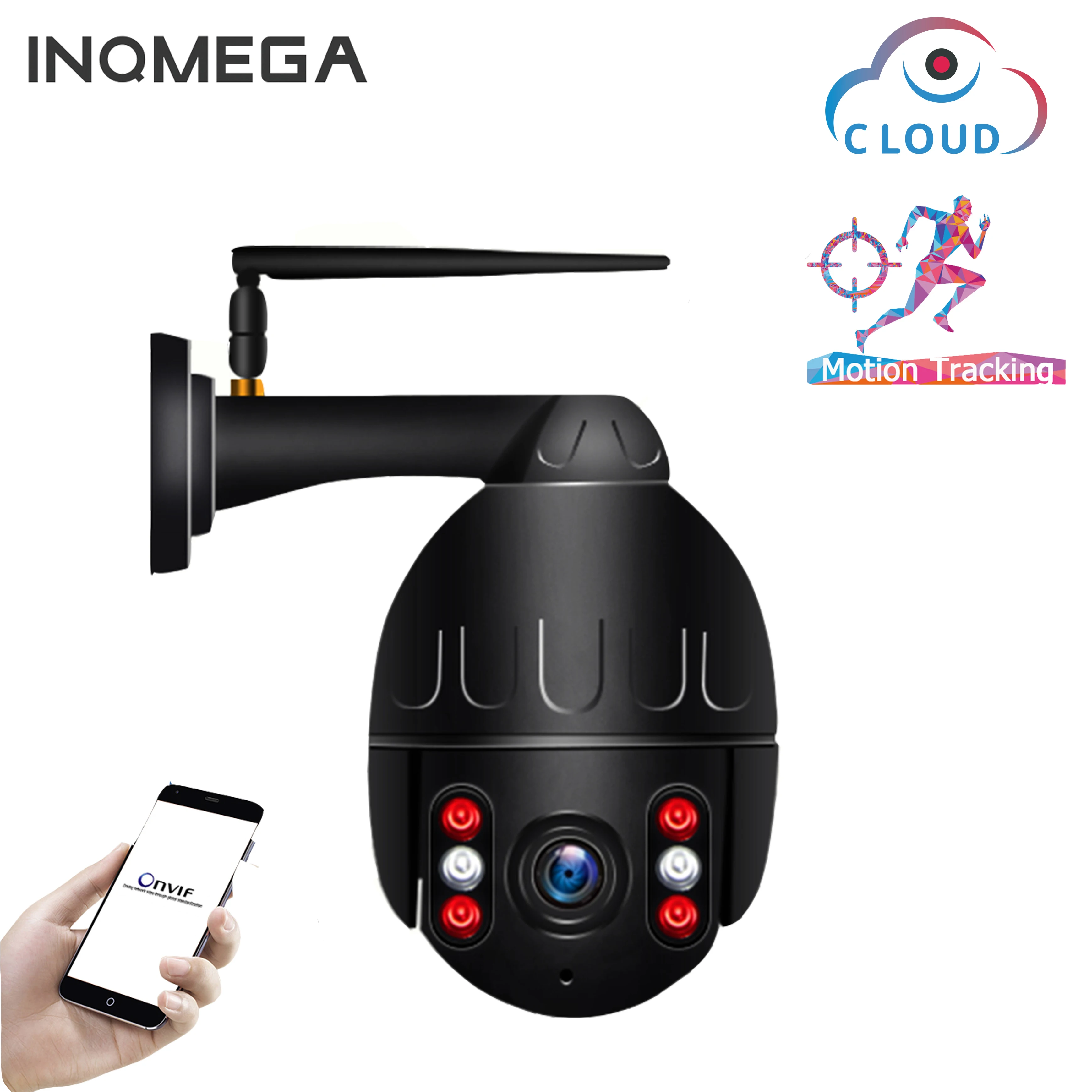 INQMEGA 1080P PTZ скоростная купольная IP камера, WiFi, автоматическое отслеживание, беспроводная уличная сеть видеонаблюдения, водонепроницаемая камера видеонаблюдения