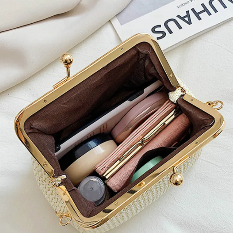 

Woven Bags Women Straw Shell Bag Fashion Chain Summer Beach Holiday Ladies Casual All-match Simple One-shoulder Korean Ulzzang