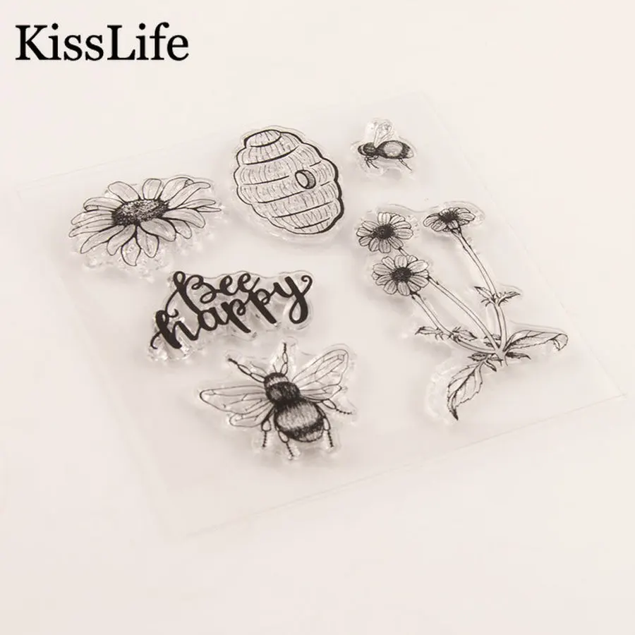 1 лист прозрачные резиновые штампы для скрапбукинга ромашки цветов пчелы | Дом и