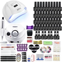 nail set 40302010pcs color gel varnish with 35000rpm nail drill manicure and uv lamp nail dryer for nail art cutter tools