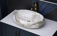 european style marble pattern hotel bathroom new large color washbasin oval ceramic art basin