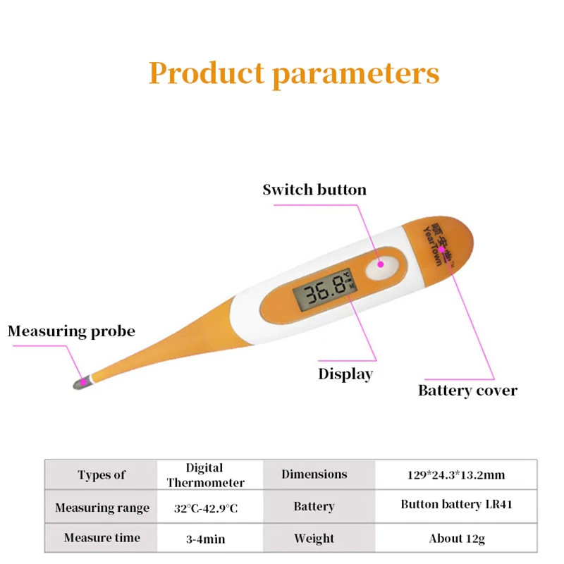 Цифровой термометр с мягкой головкой мультипликационным принтом Силиконовый