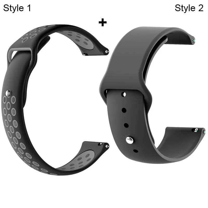 Black grey-Black Ремешок для Xiaomi Amazfit Pace Stratos GTR 47 мм для huawei GT 2 46 мм Honor Magic Dream ремешок для samsung gear S3 Galaxy 46 мм - Цвет: Black grey-Black