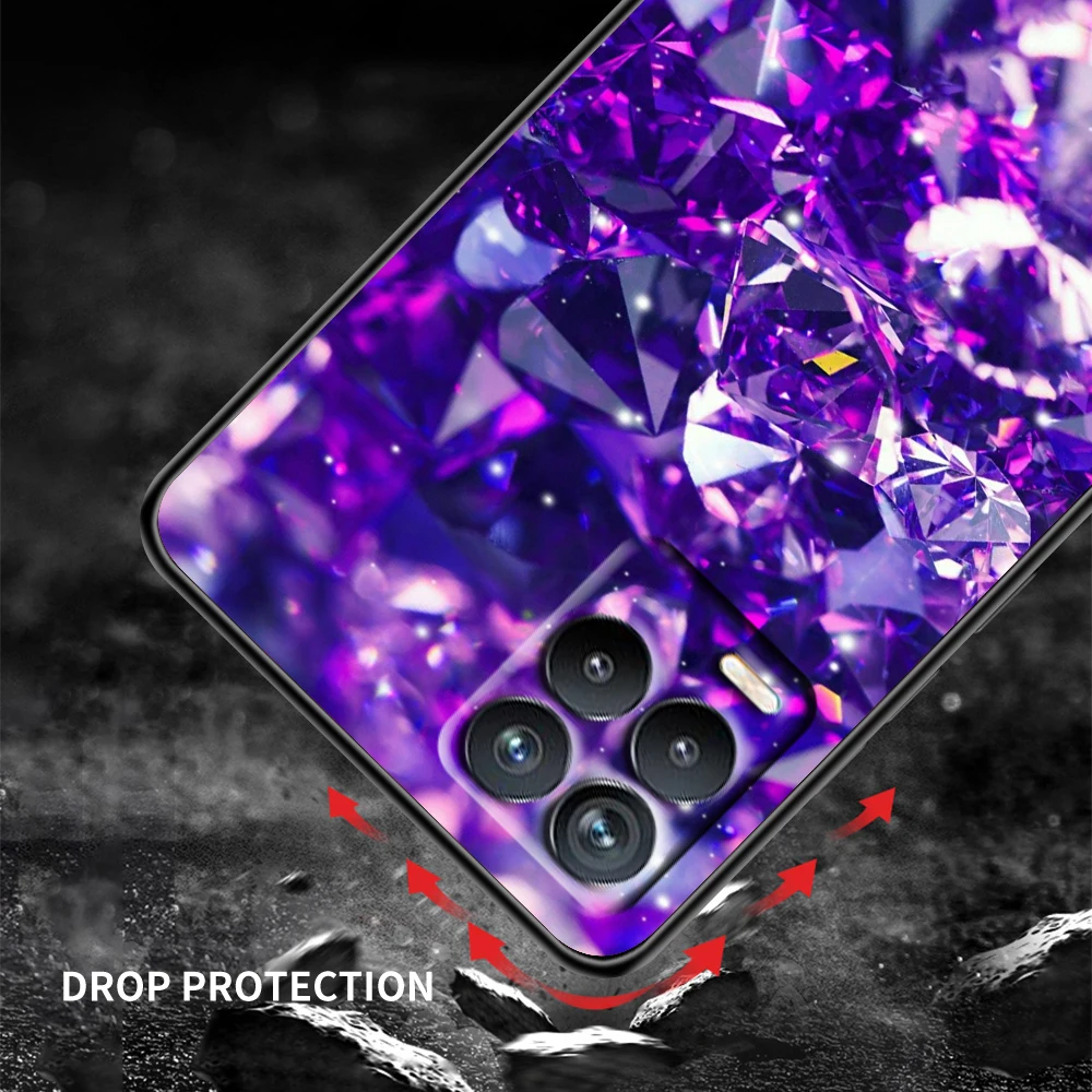 purple colour neon light for oppo realme narzo 30 20 8 8i 7 6 5 3 2 pro global 5g soft tpu silicone black phone case cover free global shipping