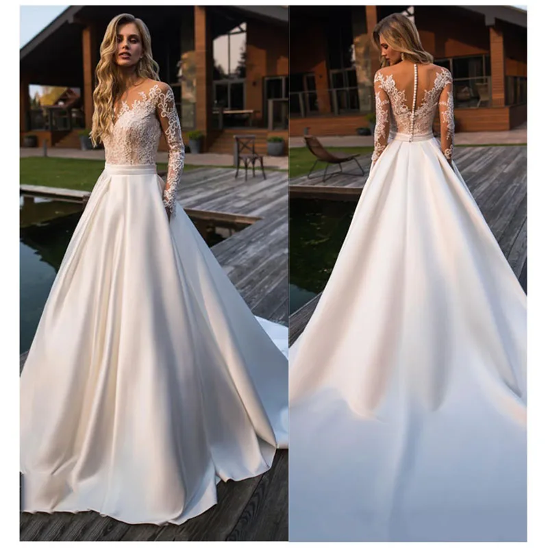 LORIE свадебное платье 2019 с длинными рукавами пляжное женское кружевное