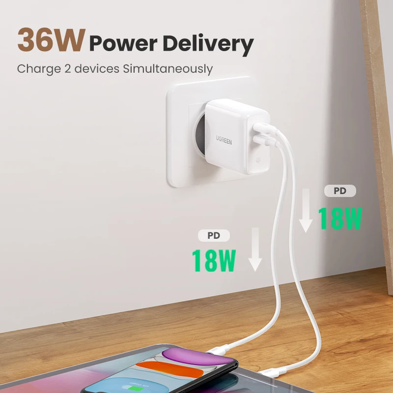 Зарядное устройство Ugreen USB Type C 4 0/3 0/PD36W для iPhone 11 Pro/XS/Macbook/iPad QC 3 0 | Мобильные