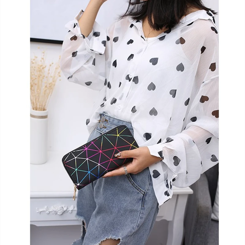 

Creative Design Long Wallet Women Coin Purse Luxury Laser Long Wallet For Women Purse Money Bag