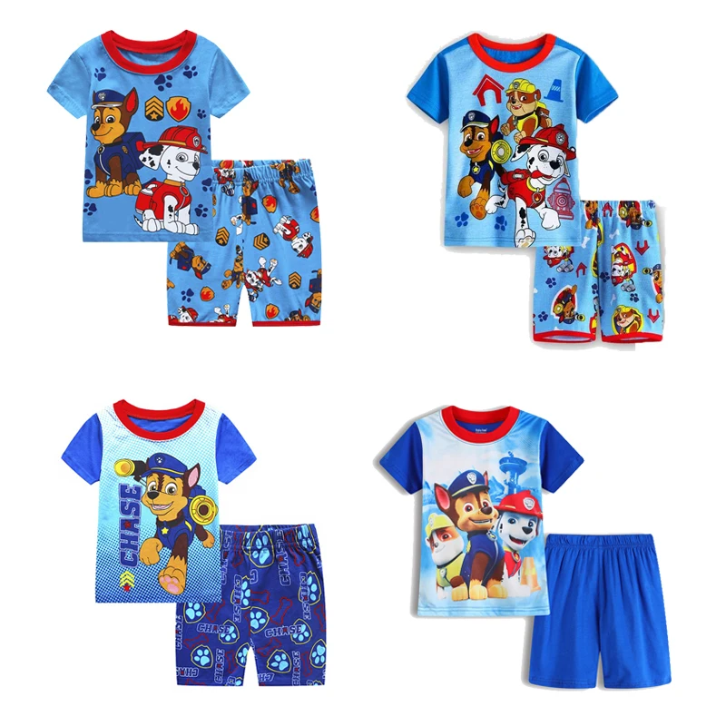 Детская Хлопковая пижама из мультфильма Щенячий патруль пижамный комплект с