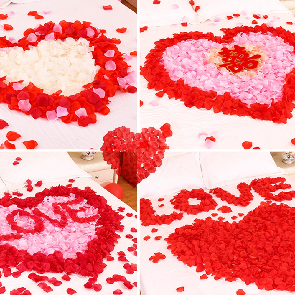 

2000Pcs Rose Petal Artificial Flower Silk Rose Petal for Table Confetti Wedding Party Favor Bridal Shower Decoration - Red