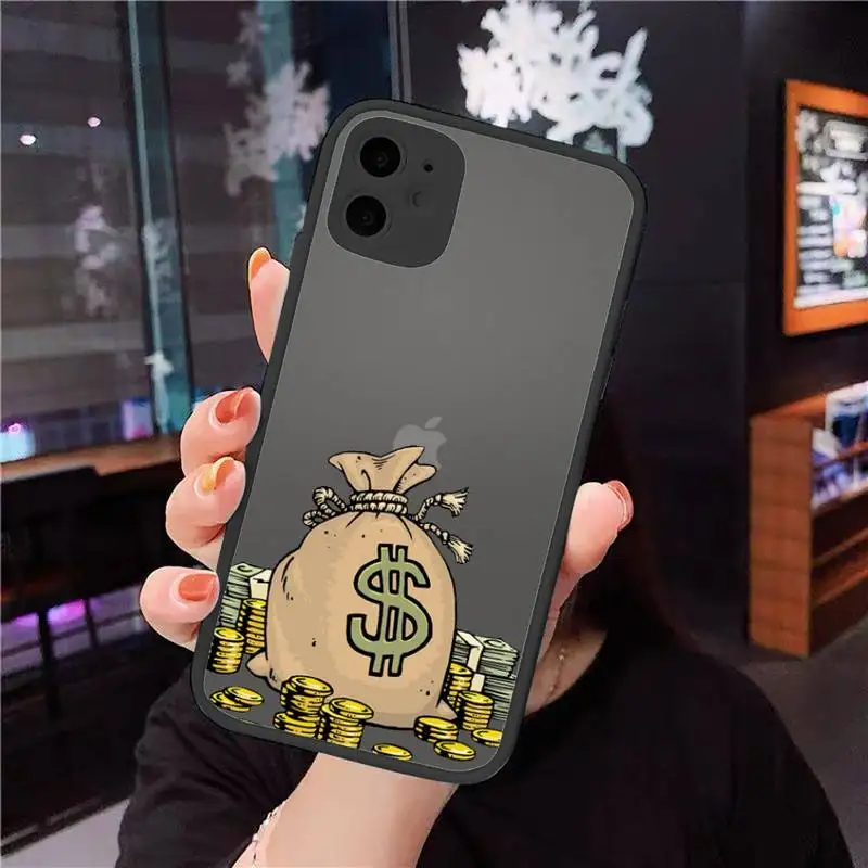 

Dollar Monopoly Phone Case For iPhone 12 11 Mini Pro XR XS Max 7 8 Plus X Matte transparent cover