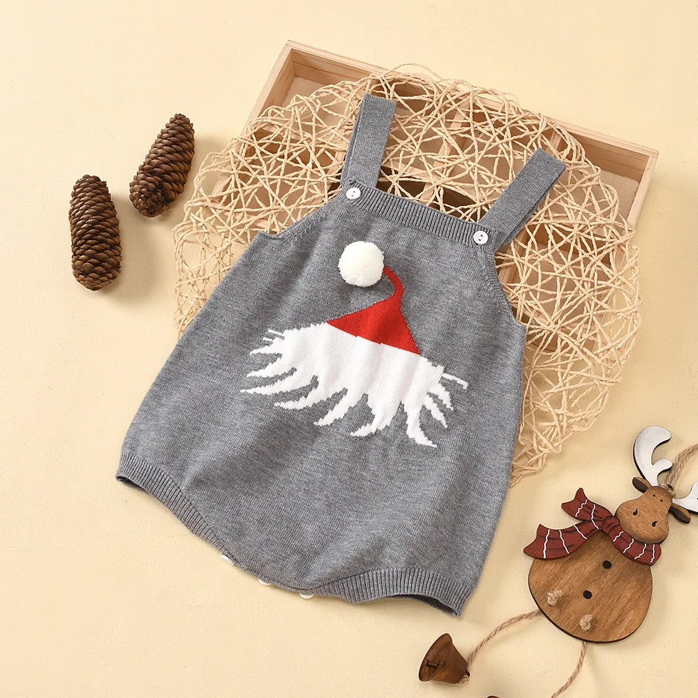 Christmas Baby Bodysuit Pixel elk&ampXmas hat Kid Jumpsuit for Boy Girl Cartoon Print Sleeveless Toddler Clothing Body D20 | Мать и
