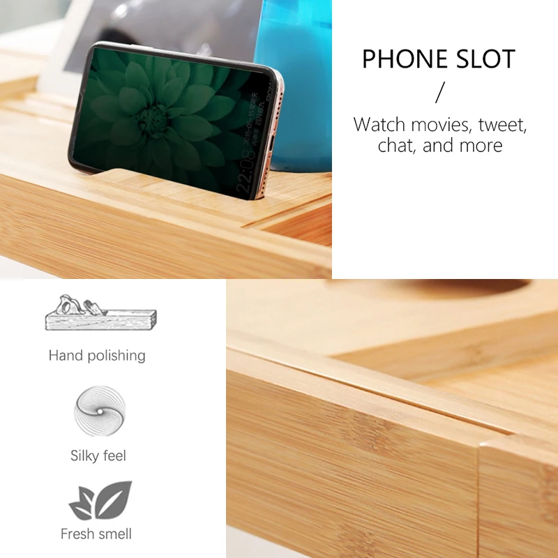 Выдвижной бамбуковый поднос для ванны Caddy деревянные стойки ванной комнаты