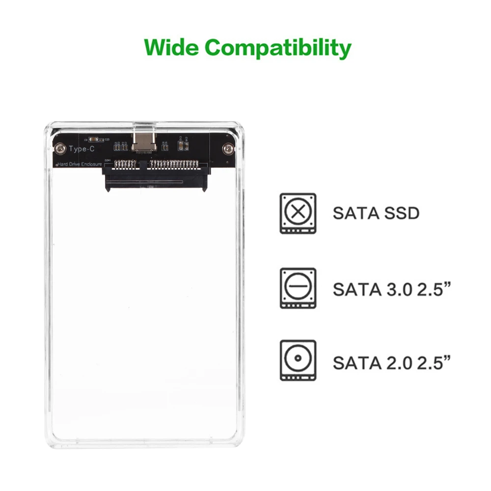 KEBIDU USB Type C корпус для жесткого диска 2 5 дюйма с последовательным портом SATA SSD чехол