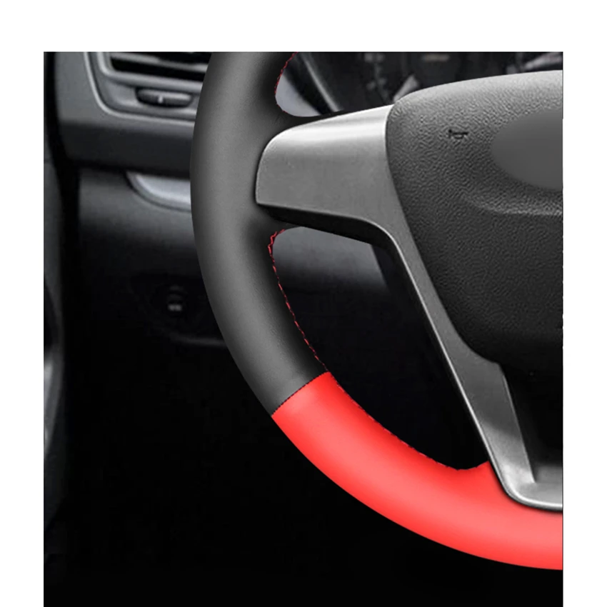 Красные черные искусственная кожа PU разборная конструкция чехол рулевого колеса