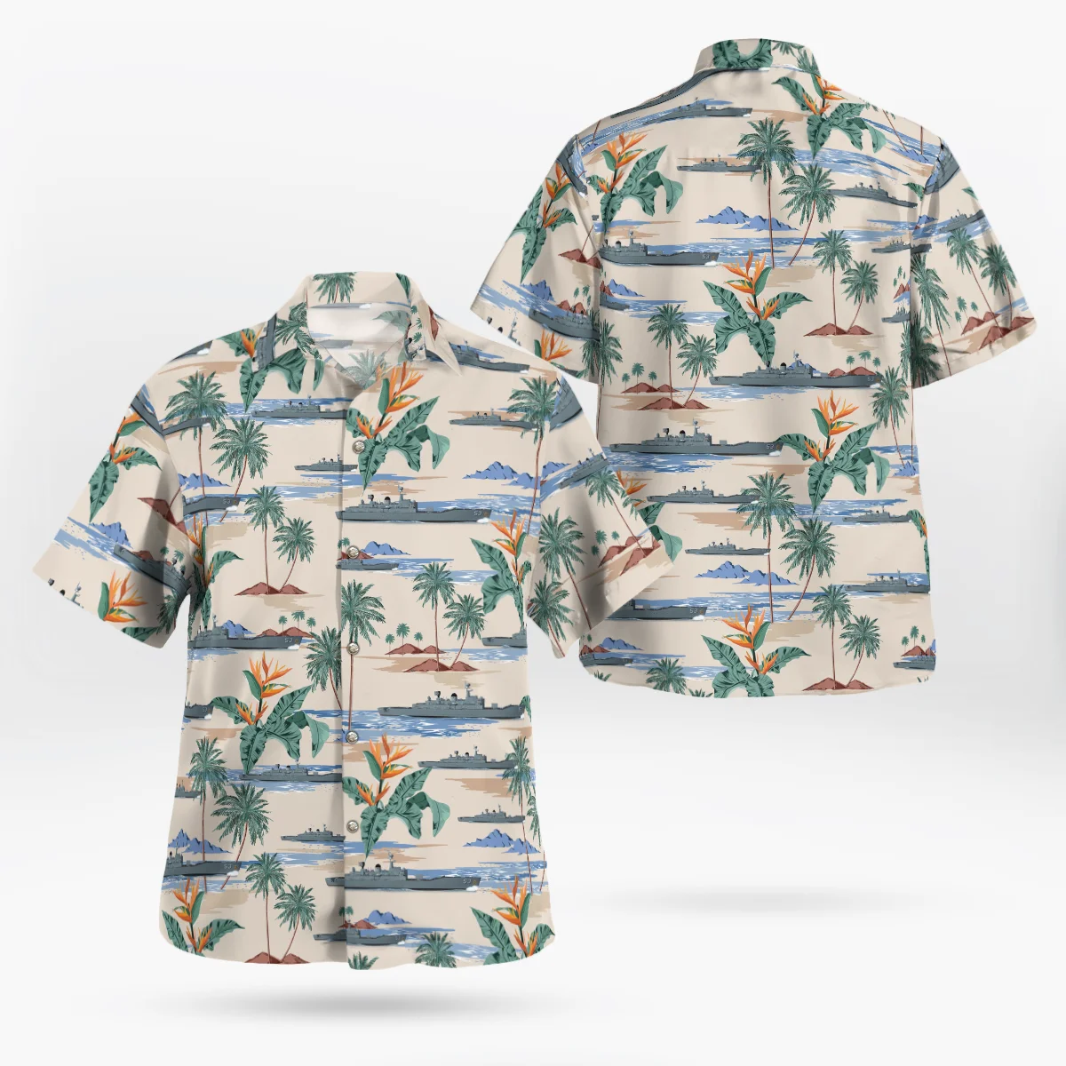 

New Warship 3D Beach Hawaiian 2021 Summer Shirt Short Sleeve Shirt Ropa Streetwear Oversized 5XL Camisa Social Chemise Homme-609